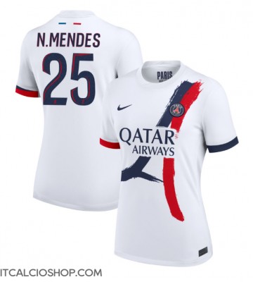 Paris Saint-Germain Nuno Mendes #25 Seconda Maglia Femmina 2024-25 Manica Corta